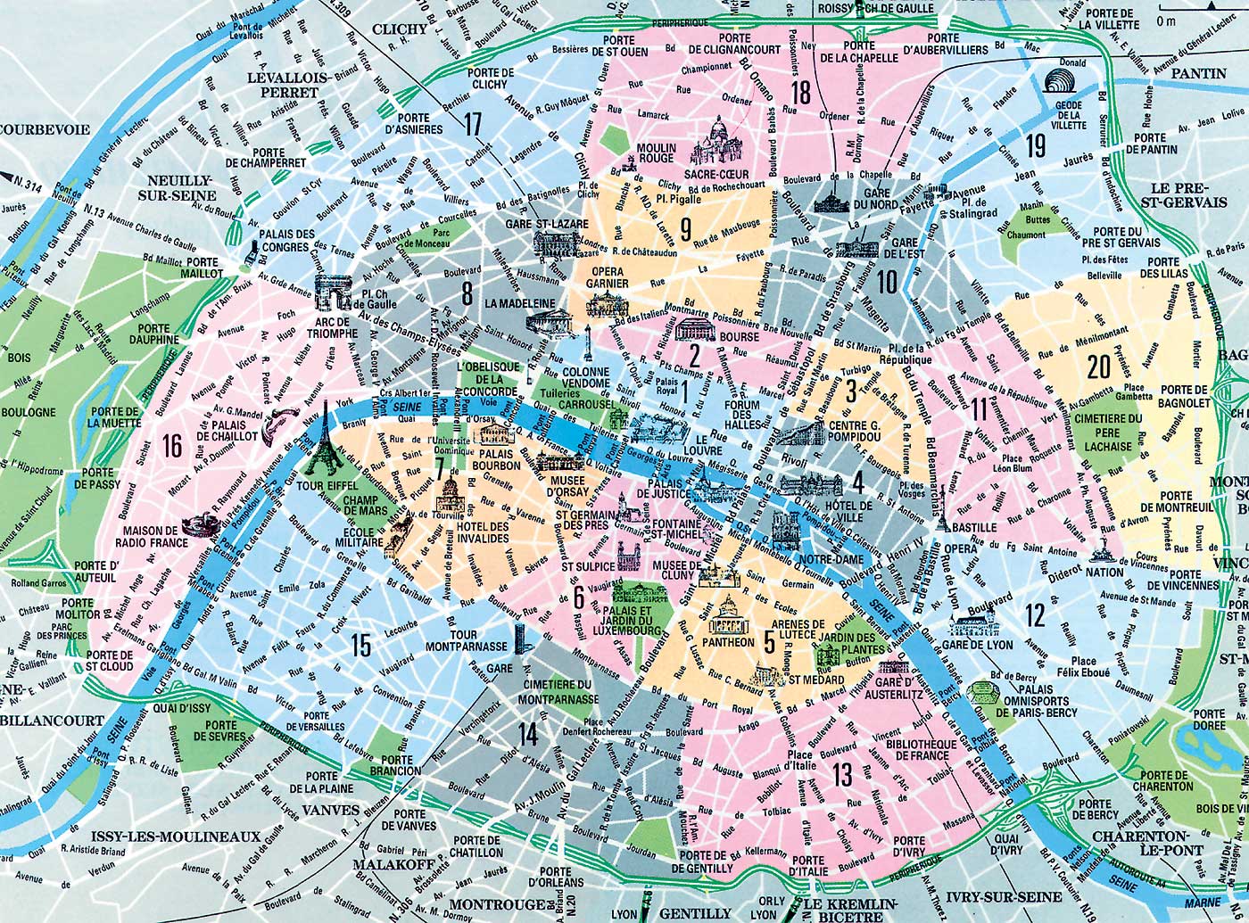 париж округи на карте