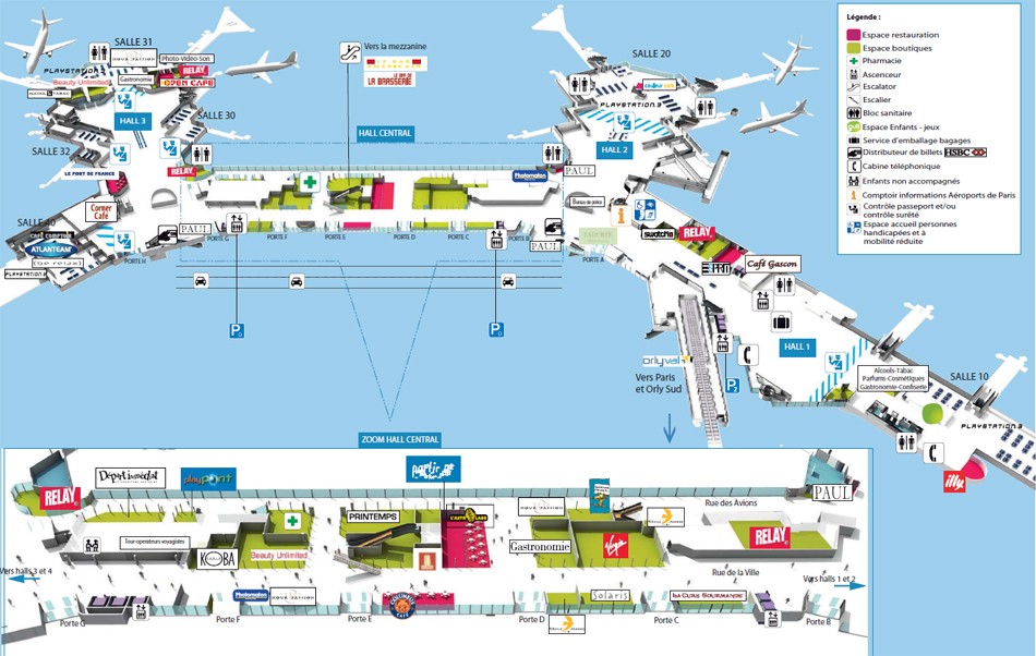Подробная схема аэропорта Орли